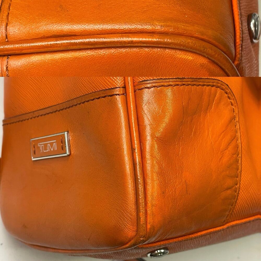 VGUC – TUMI Voyageur Large Tangerine Textured Leather Briefcase 73126TNG - Picture 6 of 11